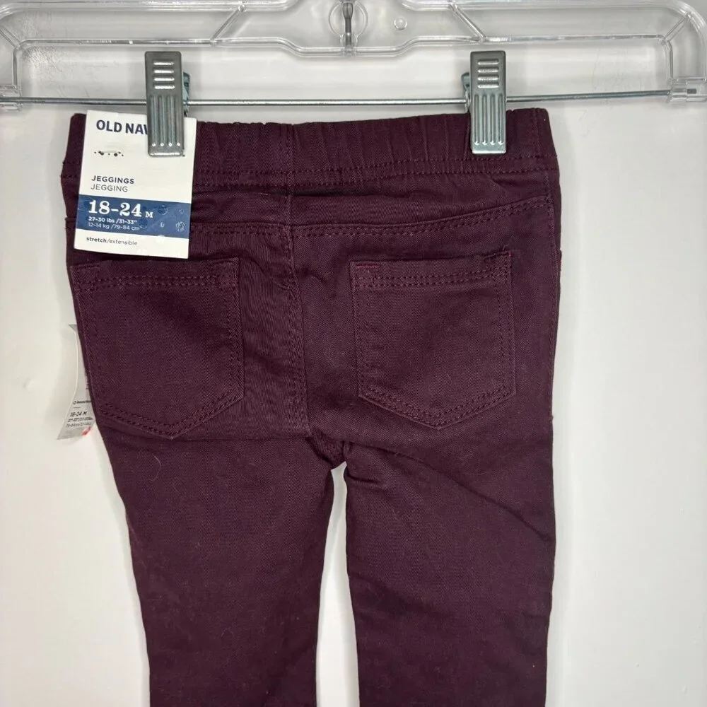 OLD NAVY NEW Jeggings Baby FGirl 18-24 Months Burgundy Stretch Elastic